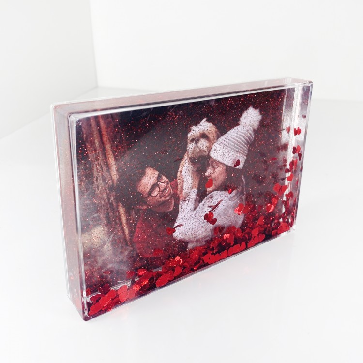 6x4 HeartGlitter Photo Block